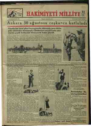 Hakimiyet-i Milliye Gazetesi August 31, 1934 kapağı