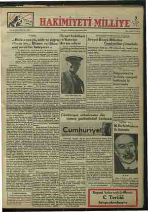 Hakimiyet-i Milliye Gazetesi September 2, 1934 kapağı