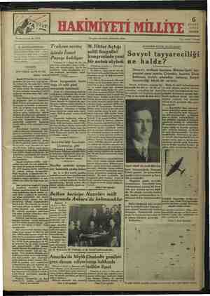Hakimiyet-i Milliye Gazetesi September 6, 1934 kapağı