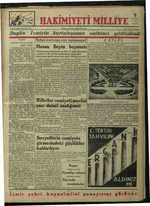 Hakimiyet-i Milliye Gazetesi September 9, 1934 kapağı