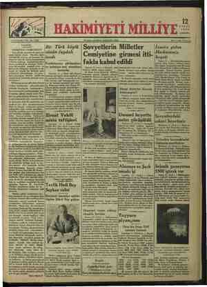 Hakimiyet-i Milliye Gazetesi September 12, 1934 kapağı