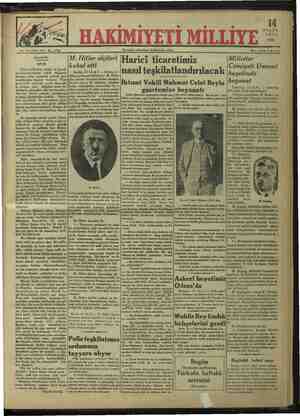 Hakimiyet-i Milliye Gazetesi September 14, 1934 kapağı