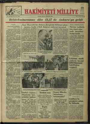 Hakimiyet-i Milliye Gazetesi September 22, 1934 kapağı