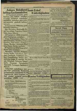    12. L TEŞRIN 1934 ZUMA, Ankara Belediyesi) j intihap Encümeninden 10 Teşrinievel çarşamba günü başlamış olan Ankara...