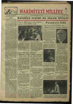 Hakimiyet-i Milliye Gazetesi 16 Ekim 1934 kapağı