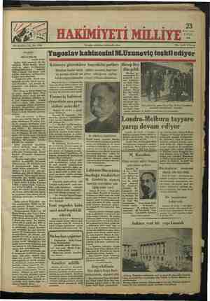 Hakimiyet-i Milliye Gazetesi 23 Ekim 1934 kapağı