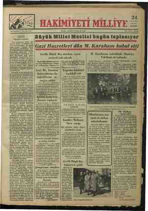 Hakimiyet-i Milliye Gazetesi 24 Ekim 1934 kapağı