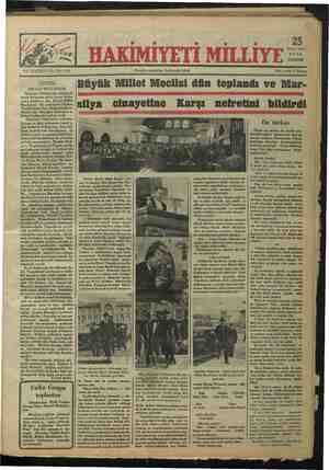 Hakimiyet-i Milliye Gazetesi 25 Ekim 1934 kapağı