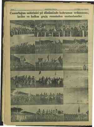    31 B. TEŞRİN 1934 ÇARŞAMBA HAKİMİYETİ MİLLİYE BJAYIFA 8 Cumurluğun onbirinici yıl dönümünde kahraman ordumuzun, izciler ve