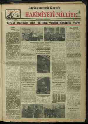 Hakimiyet-i Milliye Gazetesi 12 Kasım 1934 kapağı