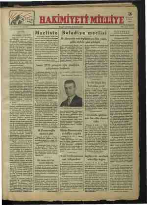 Hakimiyet-i Milliye Gazetesi 16 Kasım 1934 kapağı