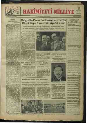 Hakimiyet-i Milliye Gazetesi 17 Kasım 1934 kapağı