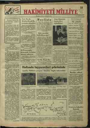 Hakimiyet-i Milliye Gazetesi 18 Kasım 1934 kapağı