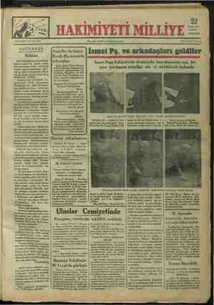 Hakimiyet-i Milliye Gazetesi 22 Kasım 1934 kapağı