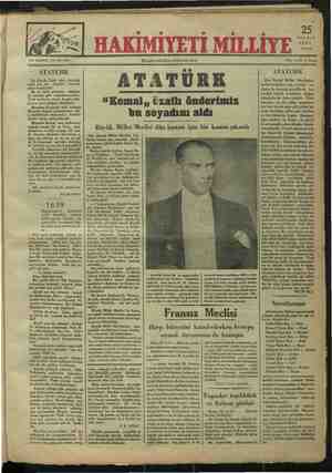 Hakimiyet-i Milliye Gazetesi 25 Kasım 1934 kapağı