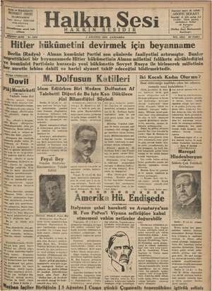 Halkın Sesi Gazetesi 1 Ağustos 1934 kapağı