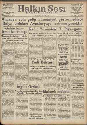 Halkın Sesi Gazetesi 13 Ağustos 1934 kapağı