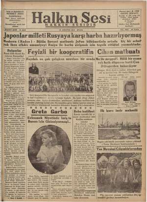 Halkın Sesi Gazetesi 19 Ağustos 1934 kapağı