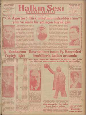 Halkın Sesi Gazetesi 26 Ağustos 1934 kapağı
