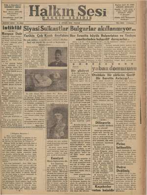 Halkın Sesi Gazetesi 2 Eylül 1934 kapağı