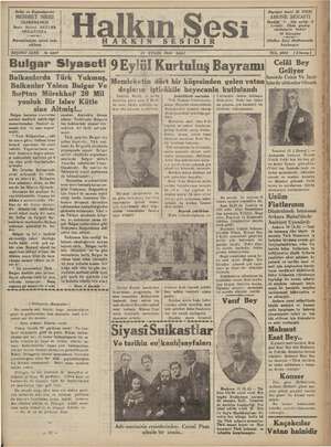 Halkın Sesi Gazetesi 11 Eylül 1934 kapağı