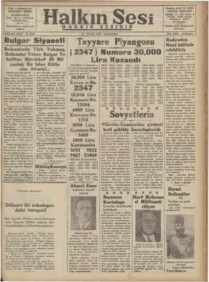 Halkın Sesi Gazetesi 12 Eylül 1934 kapağı