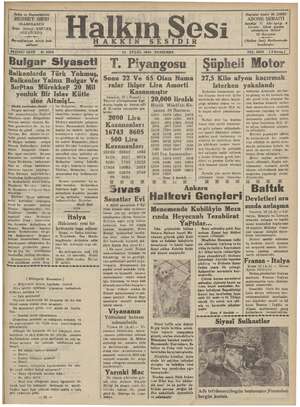 Halkın Sesi Gazetesi 13 Eylül 1934 kapağı