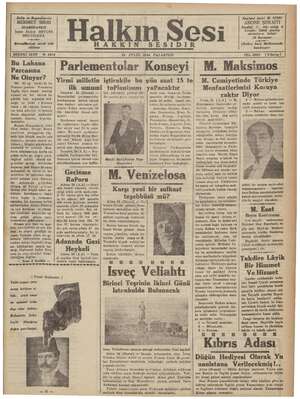 Halkın Sesi Gazetesi 24 Eylül 1934 kapağı