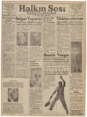 Halkın Sesi Gazetesi 29 Eylül 1934 kapağı