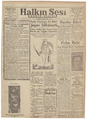 Halkın Sesi Gazetesi 2 Ekim 1934 kapağı