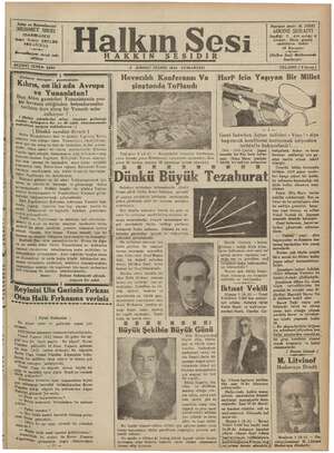 Halkın Sesi Gazetesi 6 Ekim 1934 kapağı
