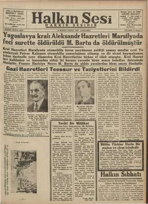 Halkın Sesi Gazetesi 10 Ekim 1934 kapağı