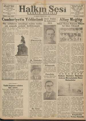 Halkın Sesi Gazetesi 30 Ekim 1934 kapağı