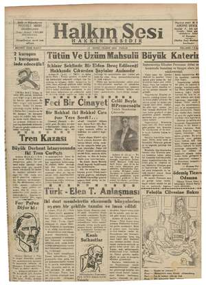 Halkın Sesi Gazetesi 11 Kasım 1934 kapağı