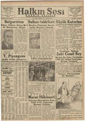 Halkın Sesi Gazetesi 12 Kasım 1934 kapağı