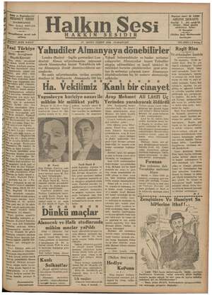 Halkın Sesi Gazetesi 17 Kasım 1934 kapağı