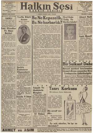 Halkın Sesi Gazetesi 2 Aralık 1934 kapağı