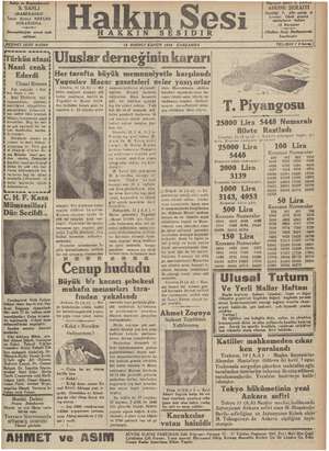 Halkın Sesi Gazetesi 12 Aralık 1934 kapağı