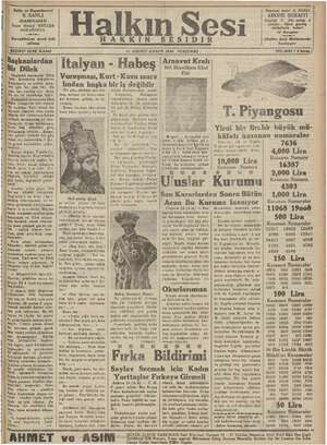 Halkın Sesi Gazetesi 13 Aralık 1934 kapağı