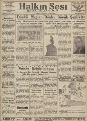Halkın Sesi Gazetesi 15 Aralık 1934 kapağı