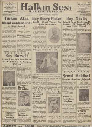 Halkın Sesi Gazetesi 20 Aralık 1934 kapağı