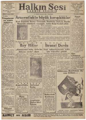 Halkın Sesi Gazetesi 3 Ocak 1935 kapağı