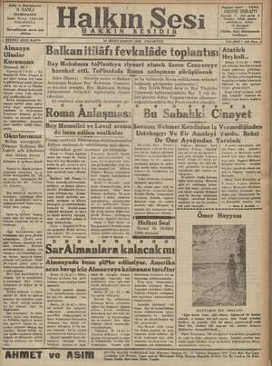 Halkın Sesi Gazetesi 14 Ocak 1935 kapağı