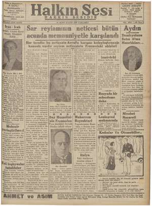 Halkın Sesi Gazetesi 16 Ocak 1935 kapağı