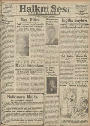 Halkın Sesi Gazetesi 31 Ocak 1935 kapağı