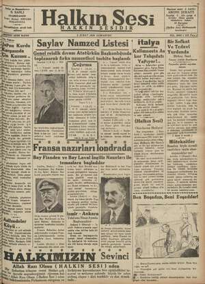 Halkın Sesi Gazetesi 2 Şubat 1935 kapağı