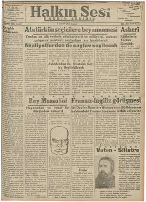 Halkın Sesi Gazetesi 3 Şubat 1935 kapağı