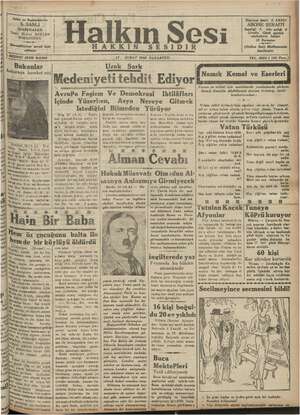 Halkın Sesi Gazetesi 11 Şubat 1935 kapağı