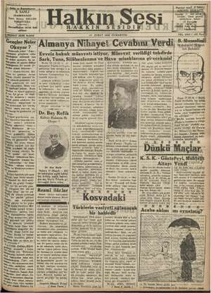 Halkın Sesi Gazetesi 16 Şubat 1935 kapağı
