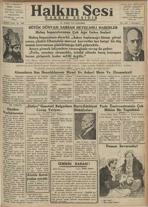 Halkın Sesi Gazetesi 20 Şubat 1935 kapağı